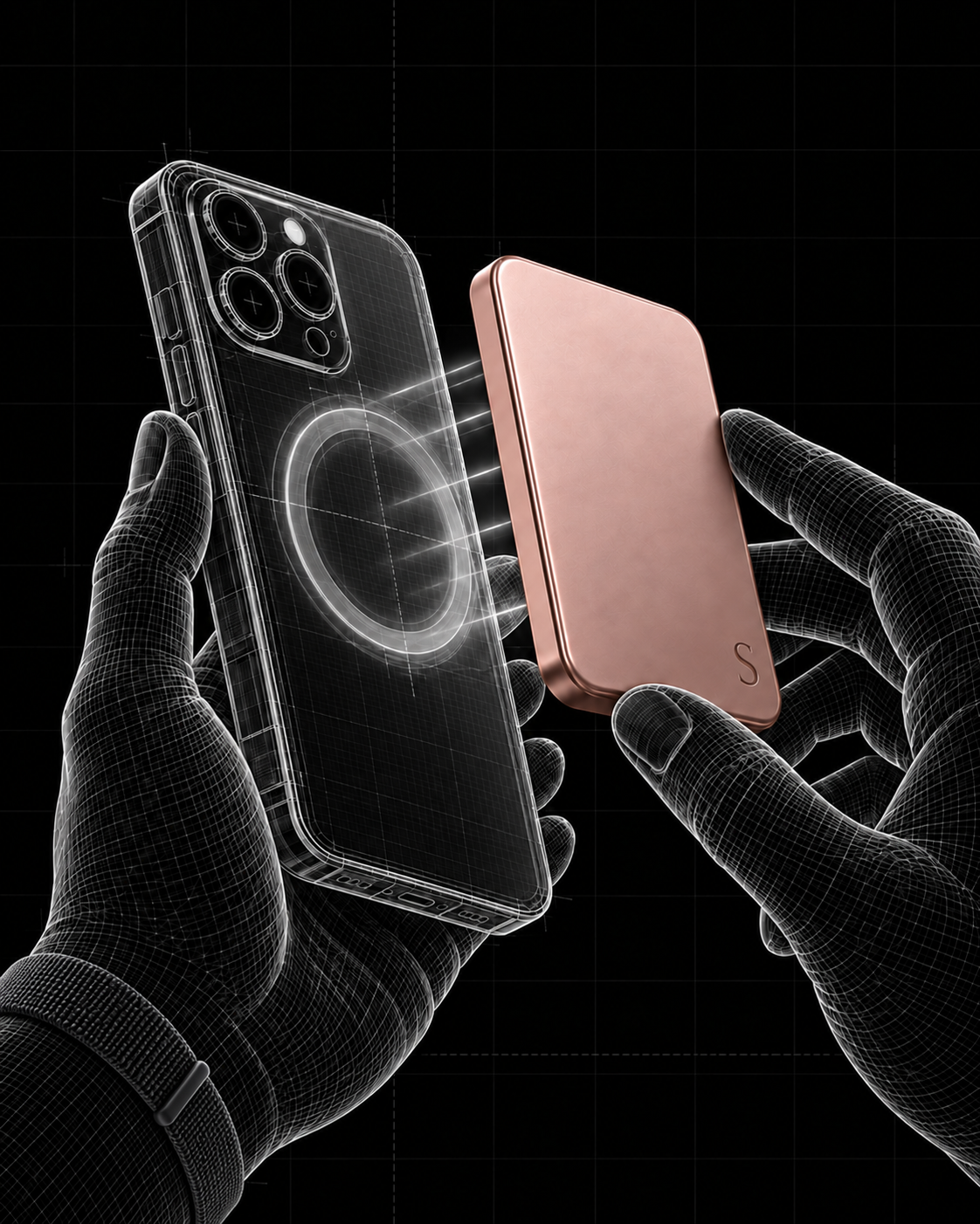 SNUMAG snapping magnetically onto the back of a phone